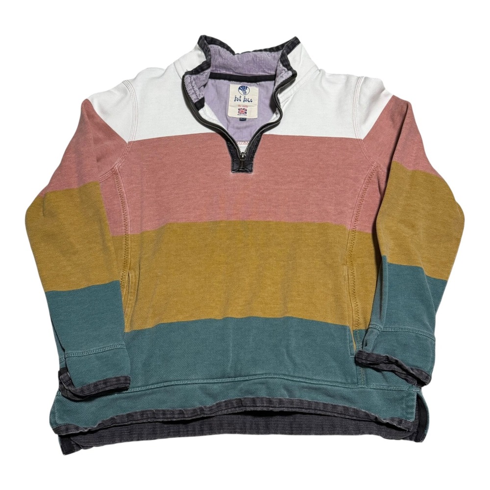 Fat Face Airlie Colorblock Cotton 1/4 Zip Pullover Sweatshirt Women's 12